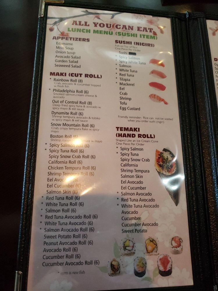 Takara sushi deals menu