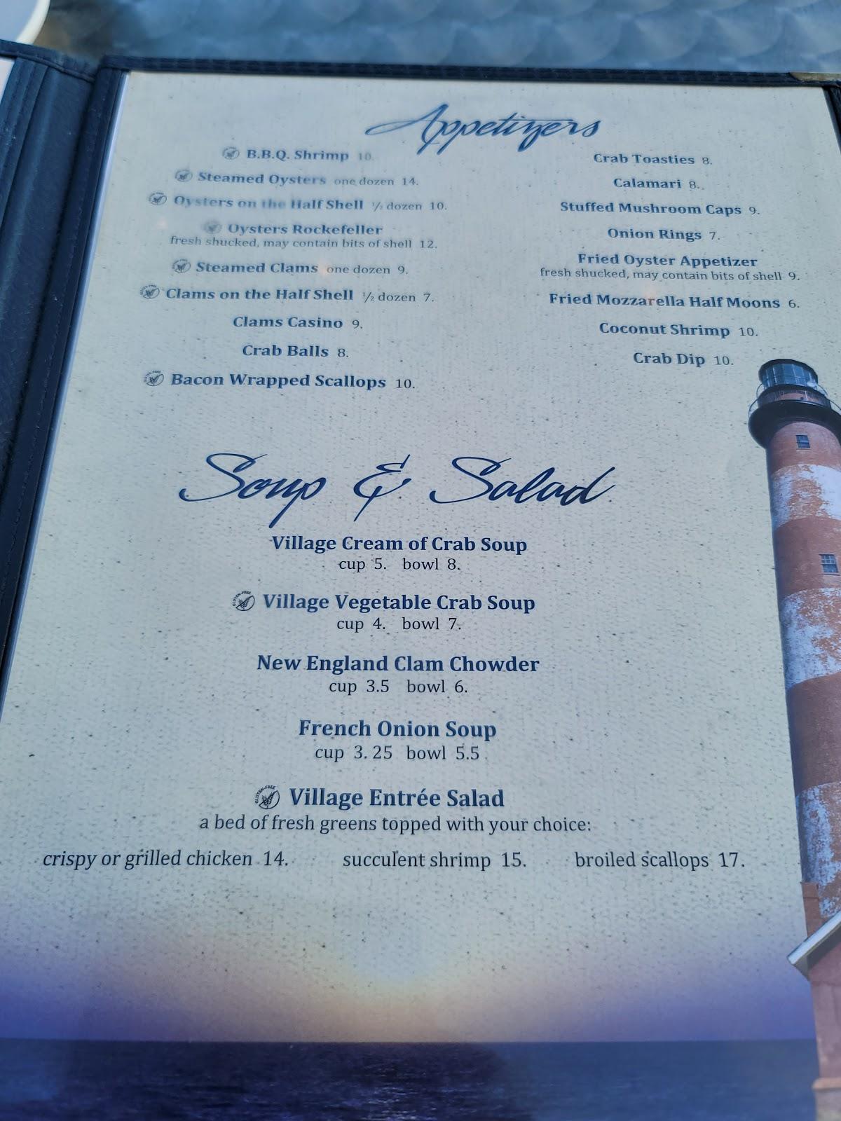 Menu at The Village Restaurant, Chincoteague Island