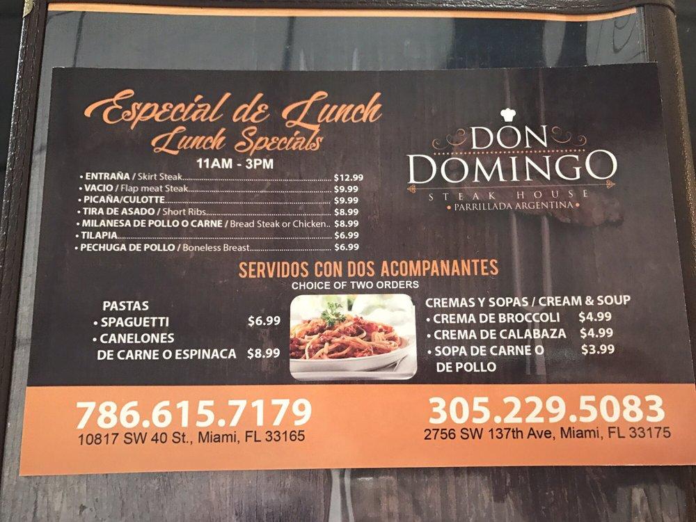 Carta de Don Domingo 3 Restaurant, Miami, SW 40th St
