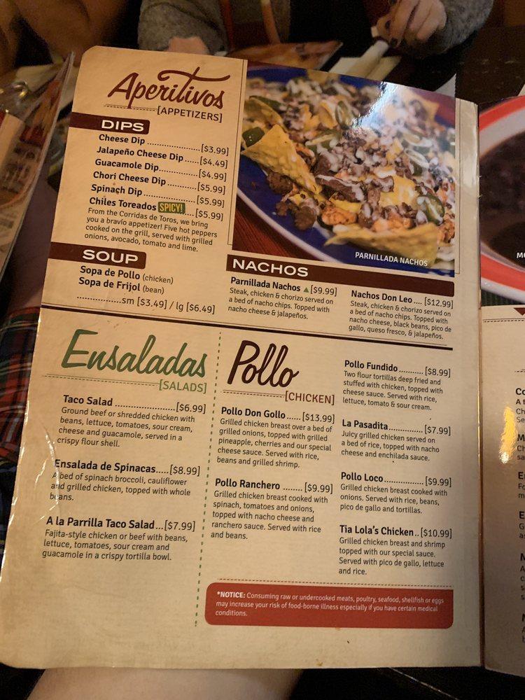 Menu at Mariachi De Oro restaurant, Medina