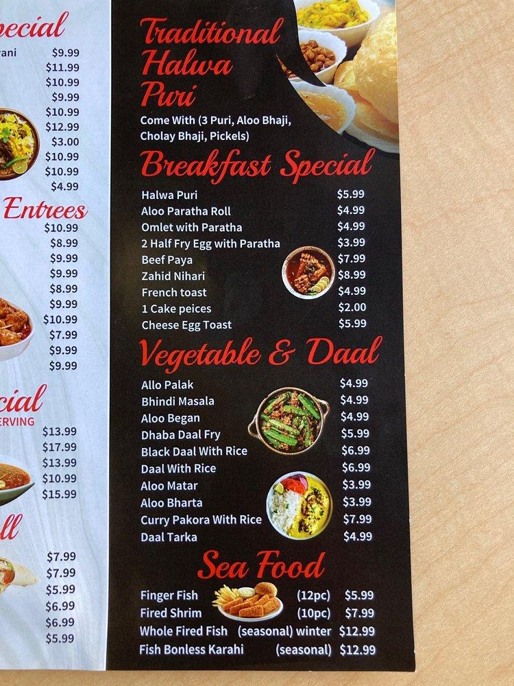 Menu at Zahid Nihari BBQ, Chicago