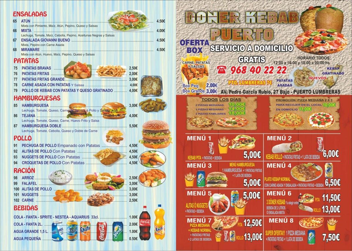 Carta Del Restaurante DONER KEBAB PUERTO Puerto Lumbreras