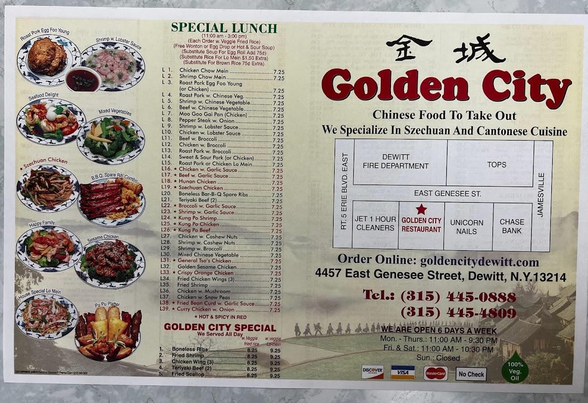 Menu at Golden City Chinese Restaurant, Syracuse