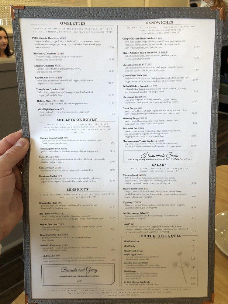 Menu At Mimosa Restaurant, Brookfield