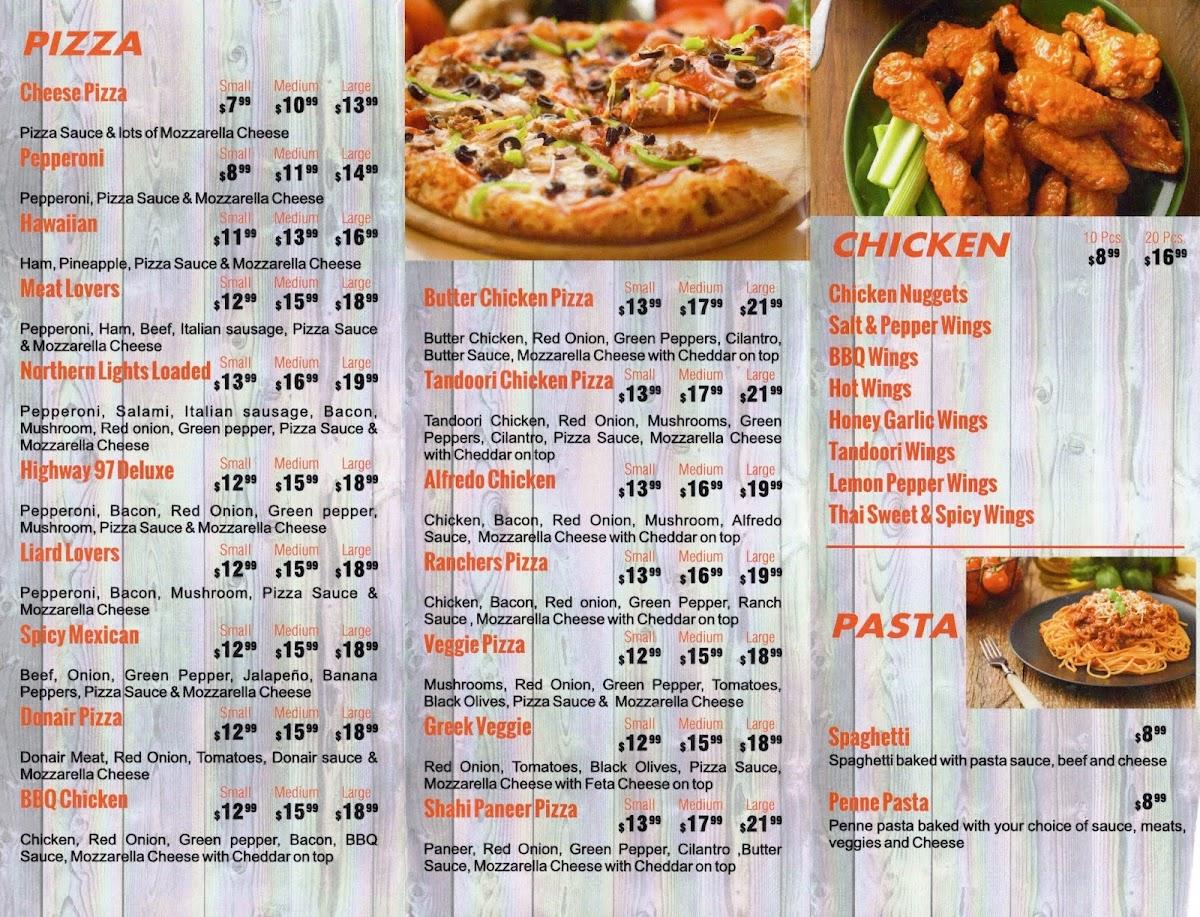 Menu at Northern Spice Pizza & Donair pizzeria, Fort Nelson