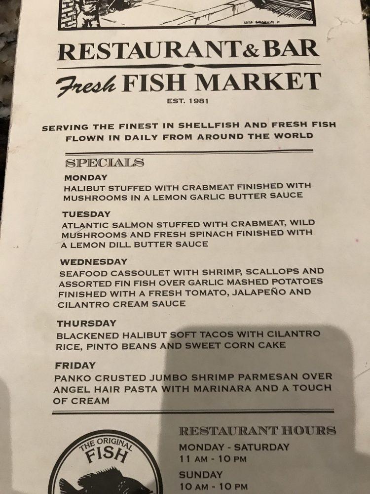 Menu at Original Fish Co. restaurant, Los Alamitos