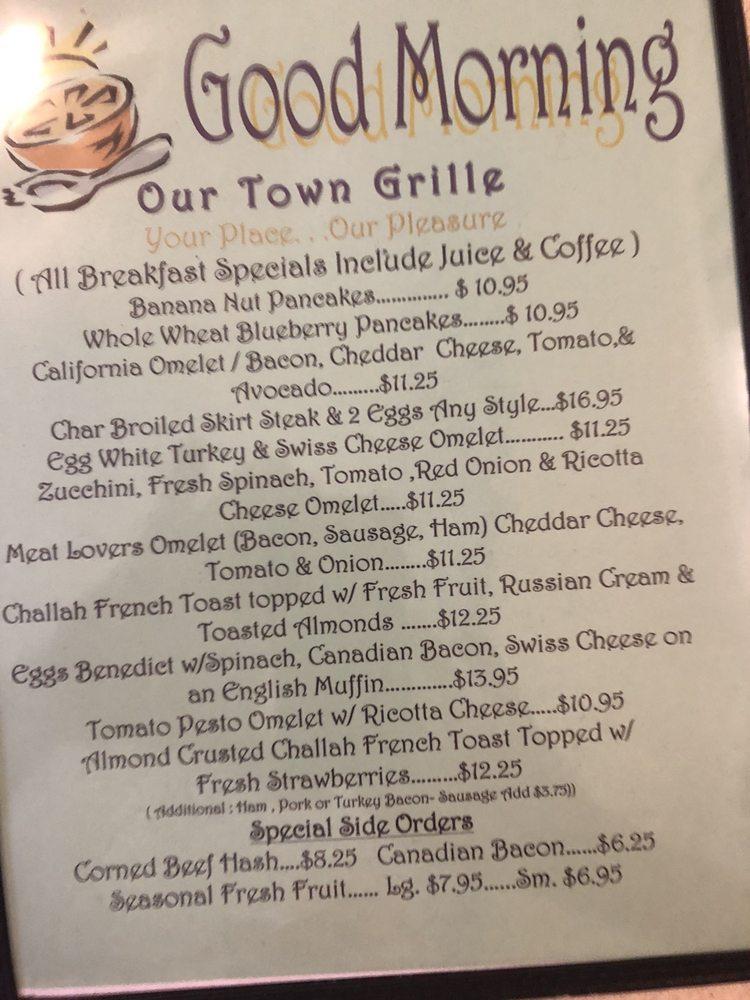 Menu at Our Town Grille restaurant, Malverne