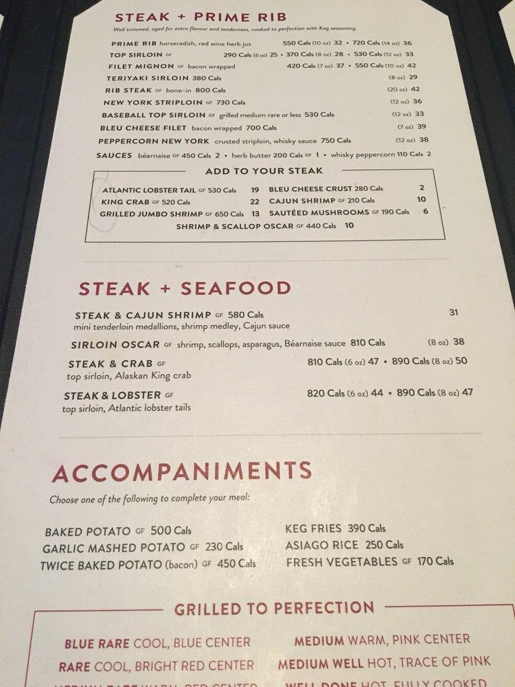 Menu at The Keg Steakhouse + Bar - Dixon Road, Toronto, 927 Dixon Rd