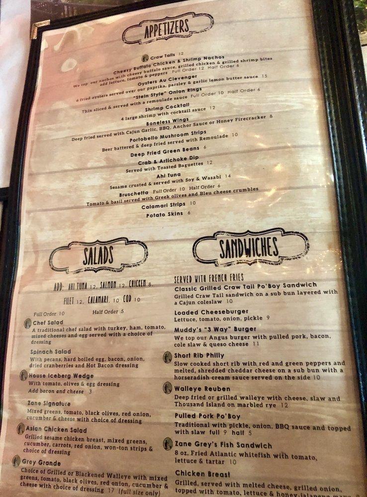 Menu at Muddy Misers Restaurant, Zanesville