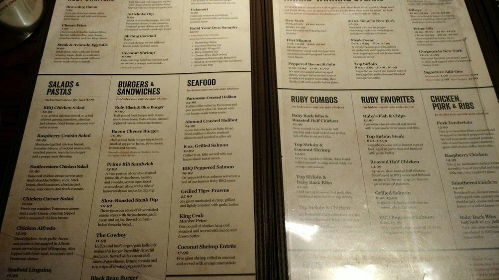 Menu at Ruby River steakhouse, Reno