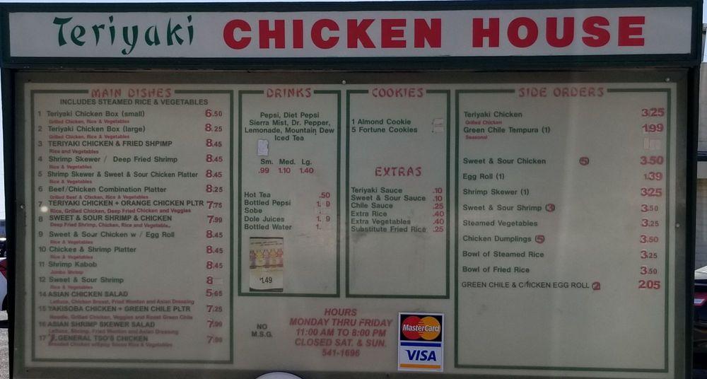 Menu at Teriyaki Chicken House fast food, Las Cruces