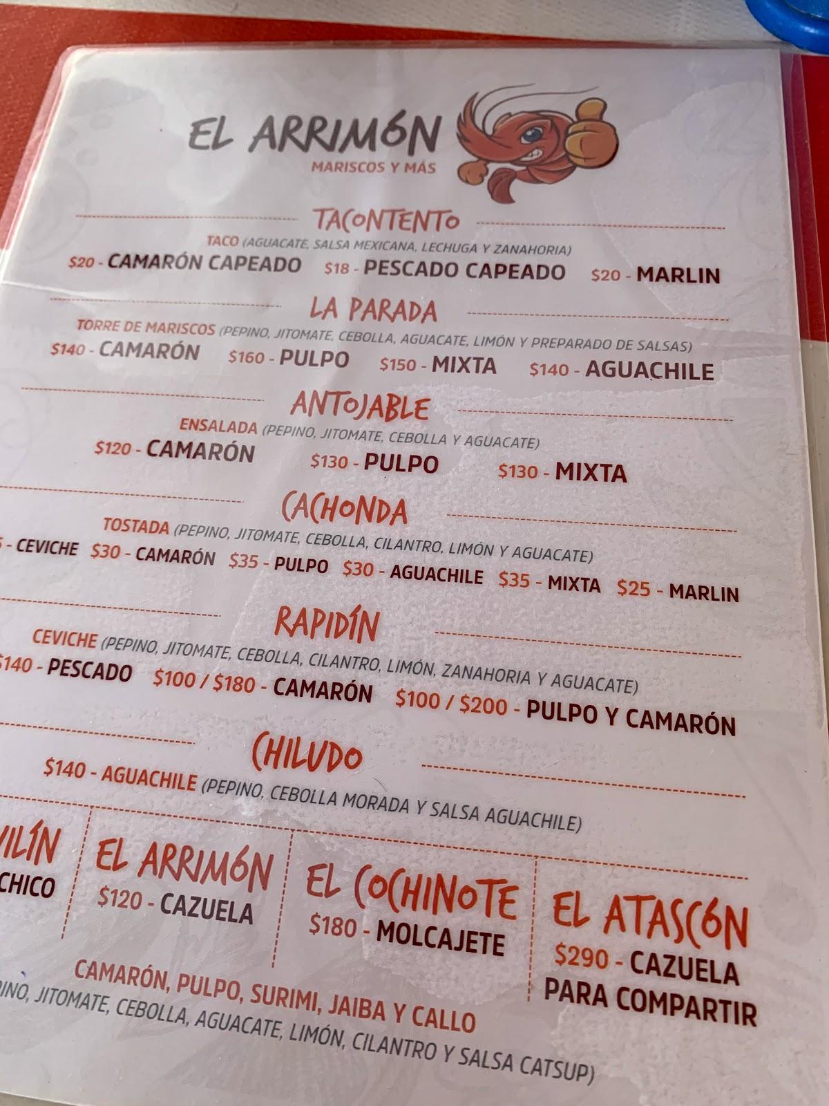 Carta del restaurante Mariscos 