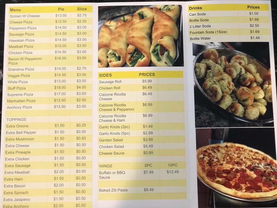 Menu at Manhattan Pizzeria, Indianapolis