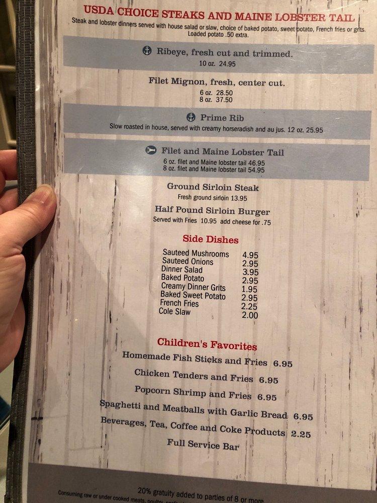 Menu at Captain's Quarters Seafood and Steak restaurant, Santee