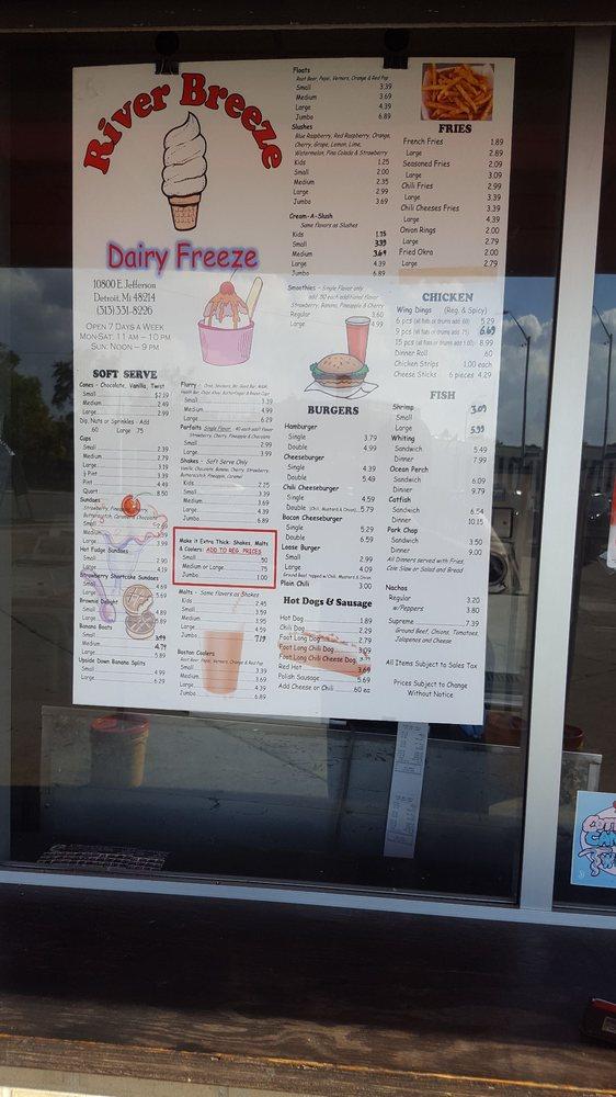 Menu at River Breeze Dairy Freeze, Detroit