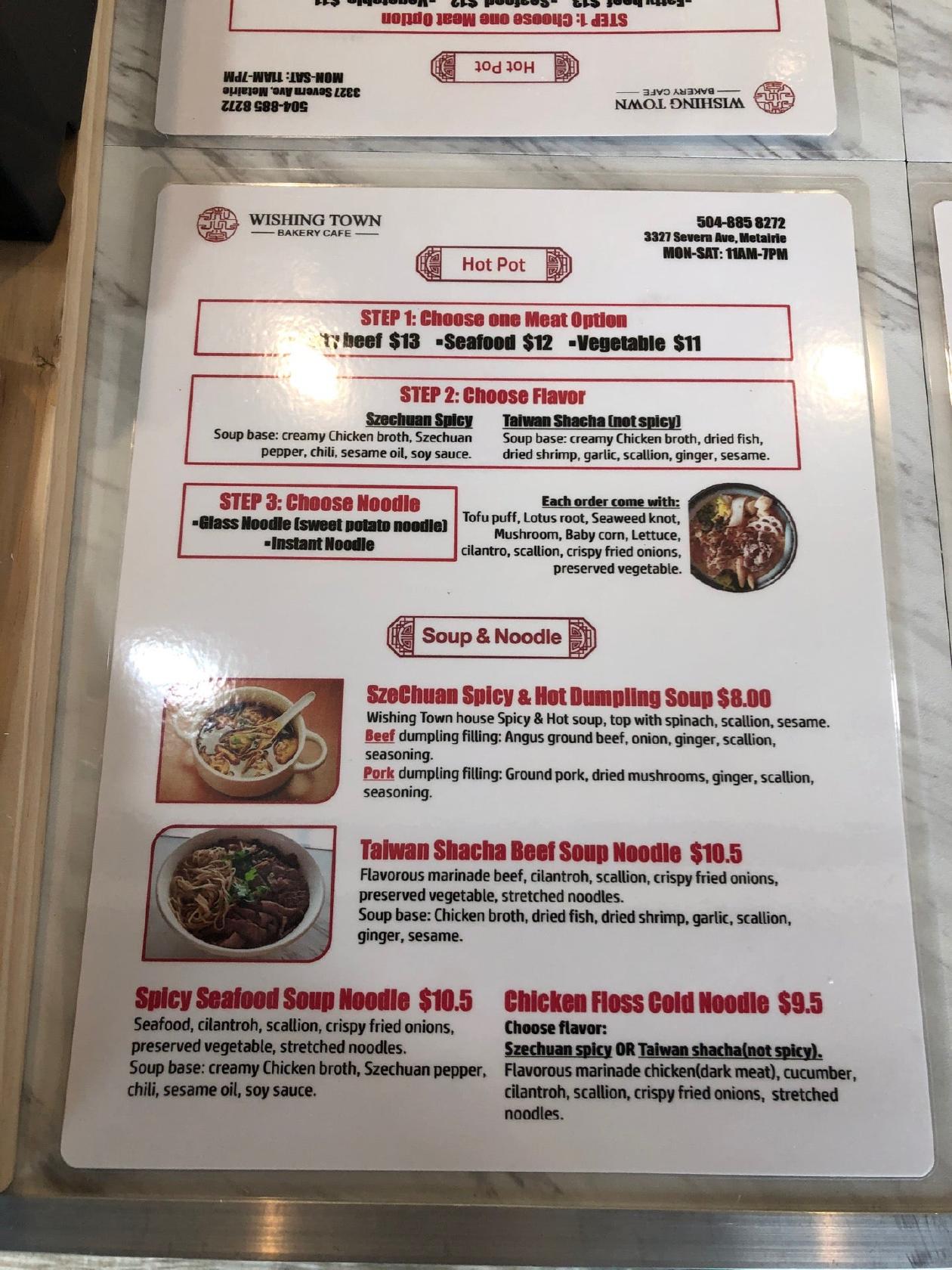 Menu at Wishing Town Bakery Cafe, Metairie, Severn Ave