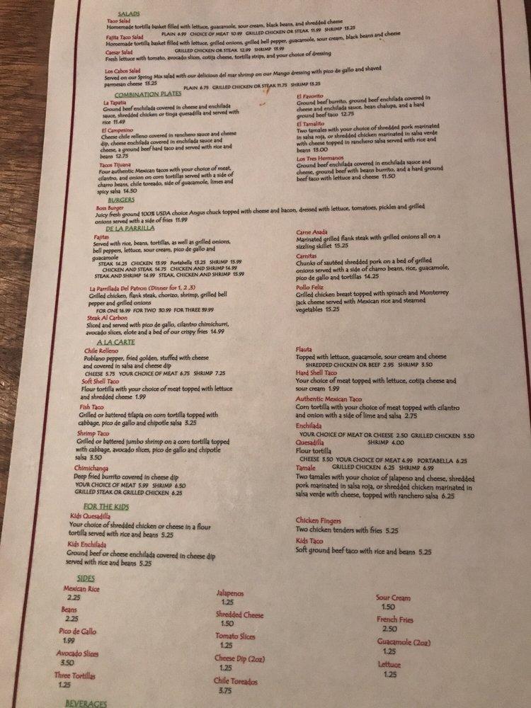Carta del pub y bar El Patron Mexican Grill & Cantina, Gretna, 516 ...