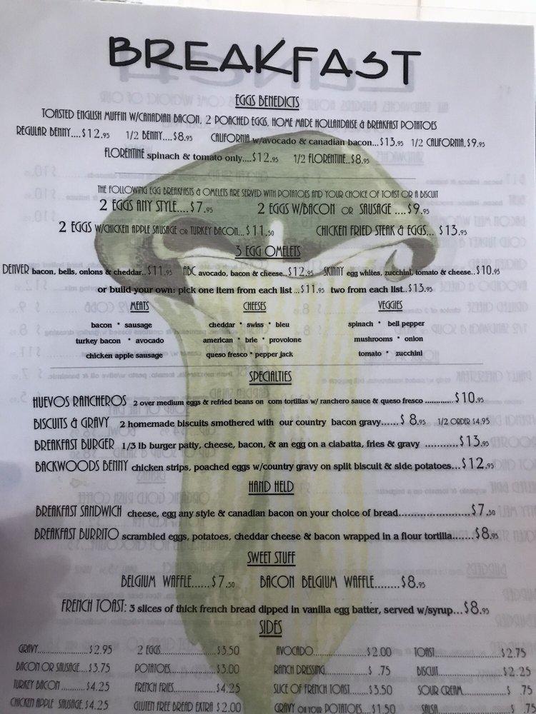 Menu at The Greene Lily restaurant, Eureka