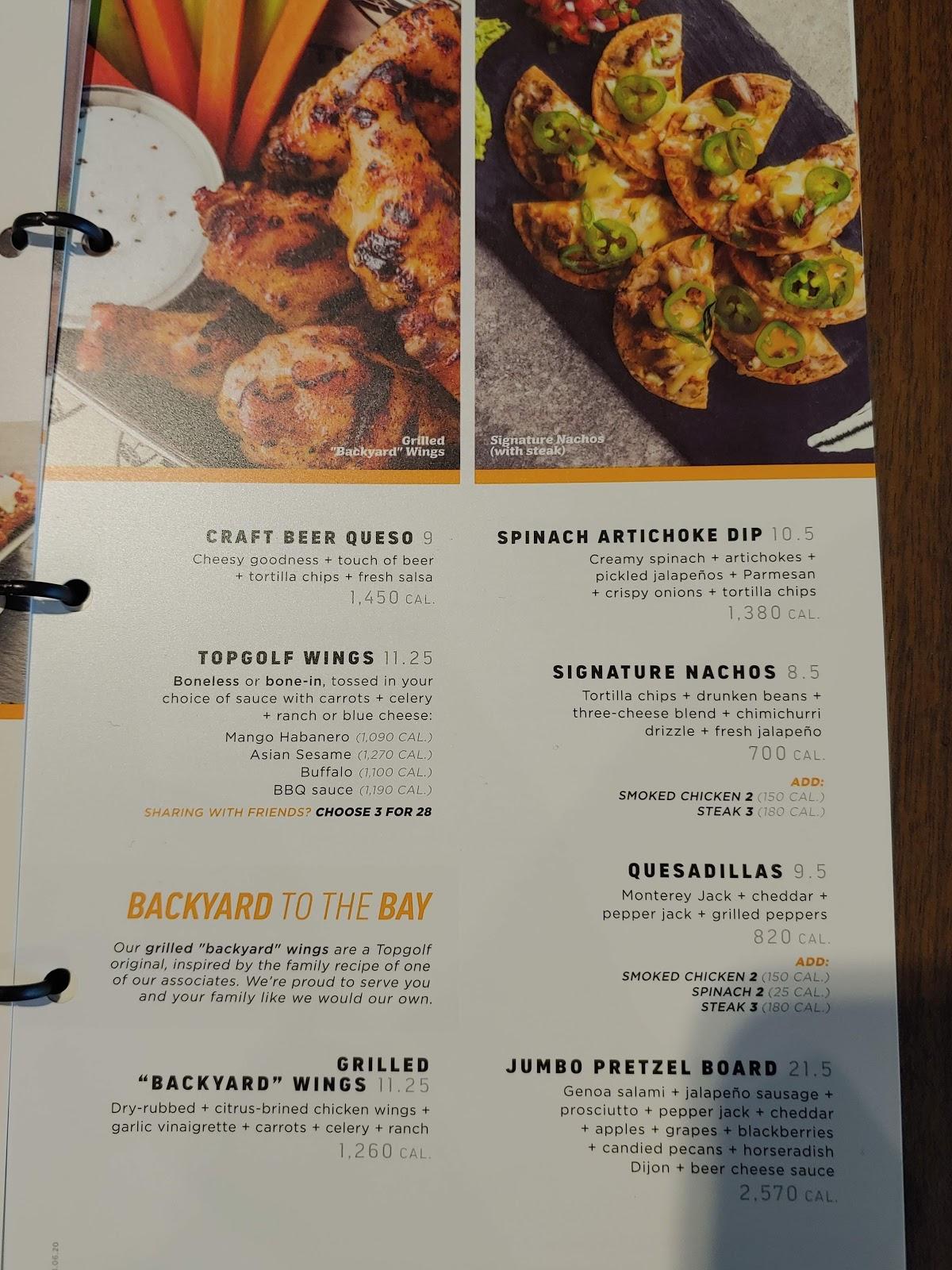 Menu at Topgolf pub & bar, Auburn Hills