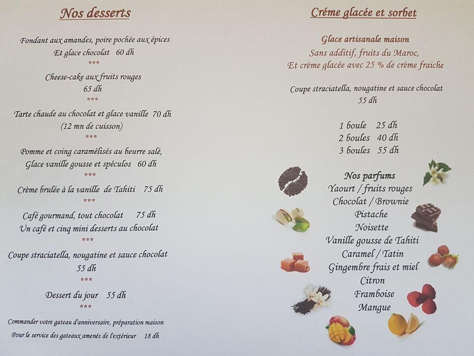 Menu au Le Picolo's restaurant, Rabat