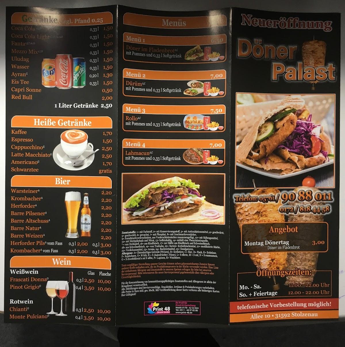 Speisekarte von Döner Palast restaurant, Stolzenau