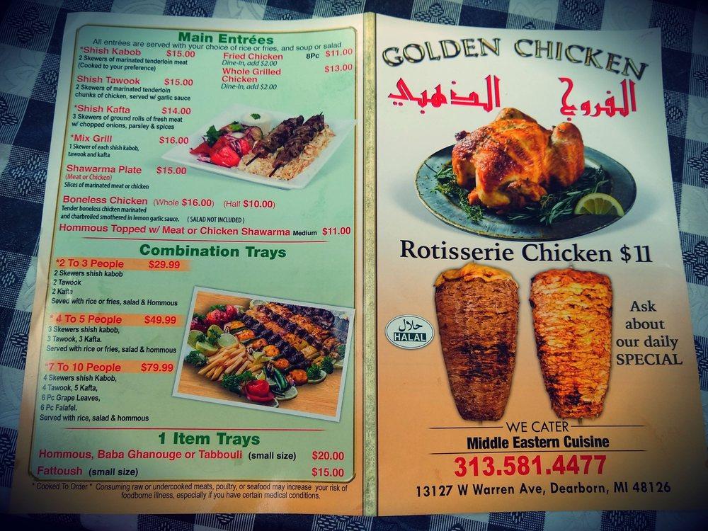Menu at Golden Chicken and Meat Market restaurant, Dearborn