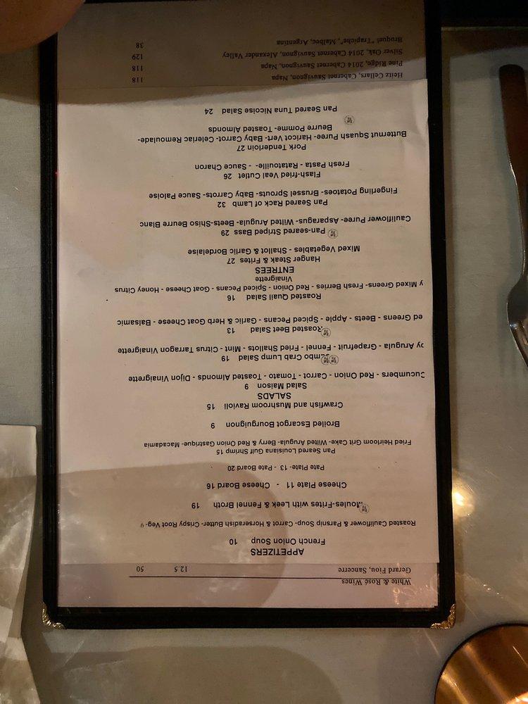 Menu At Cafe Degas, New Orleans