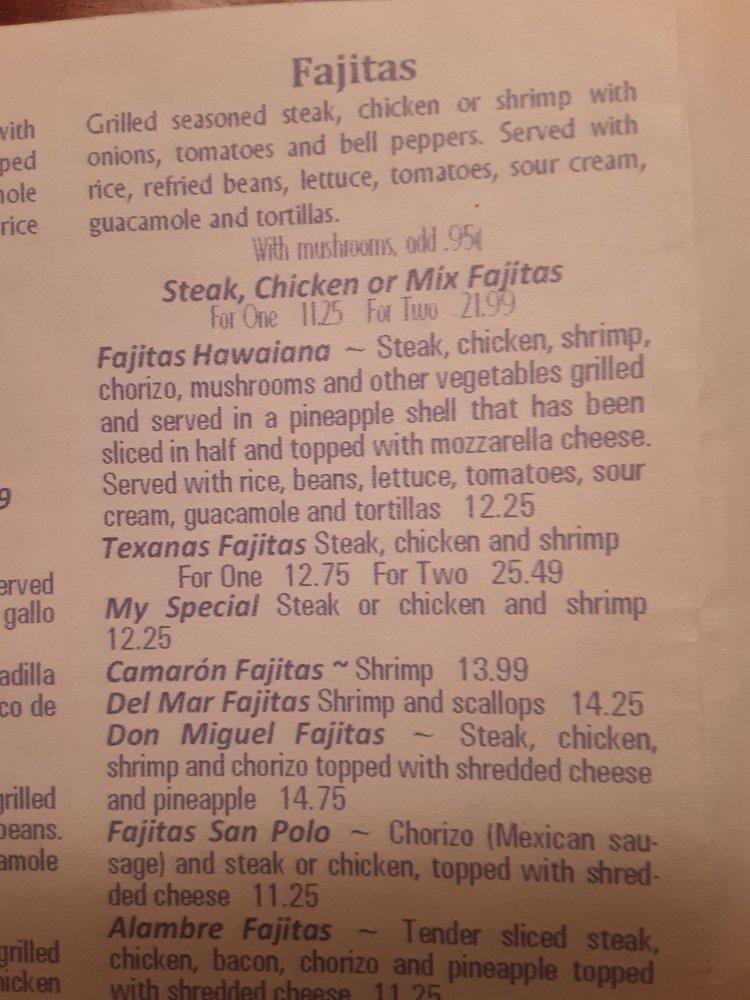 Menu at Azul Tequila Mexican Grill restaurant, Knoxville