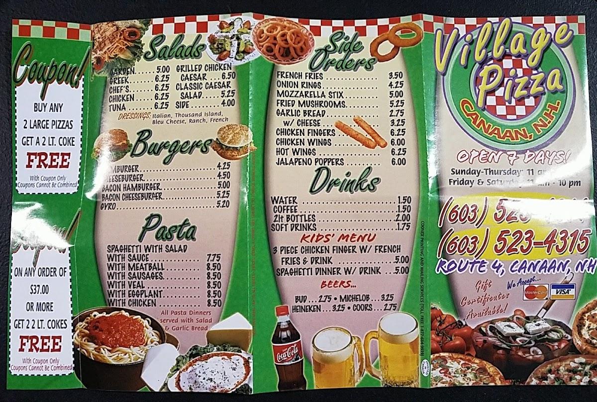 Menu at Canaan Village Pizza pizzeria, Canaan, US4