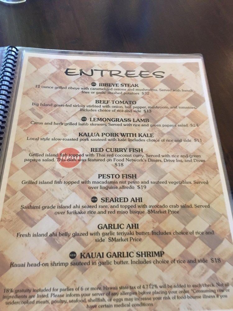 Menu at Uahi Island Grill pub & bar, Kailua, 33 Aulike St