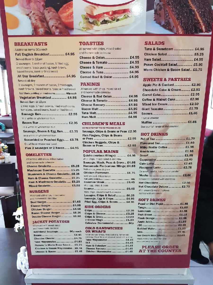 Menu at Norton Cafe Restaurant, Stockton-on-Tees