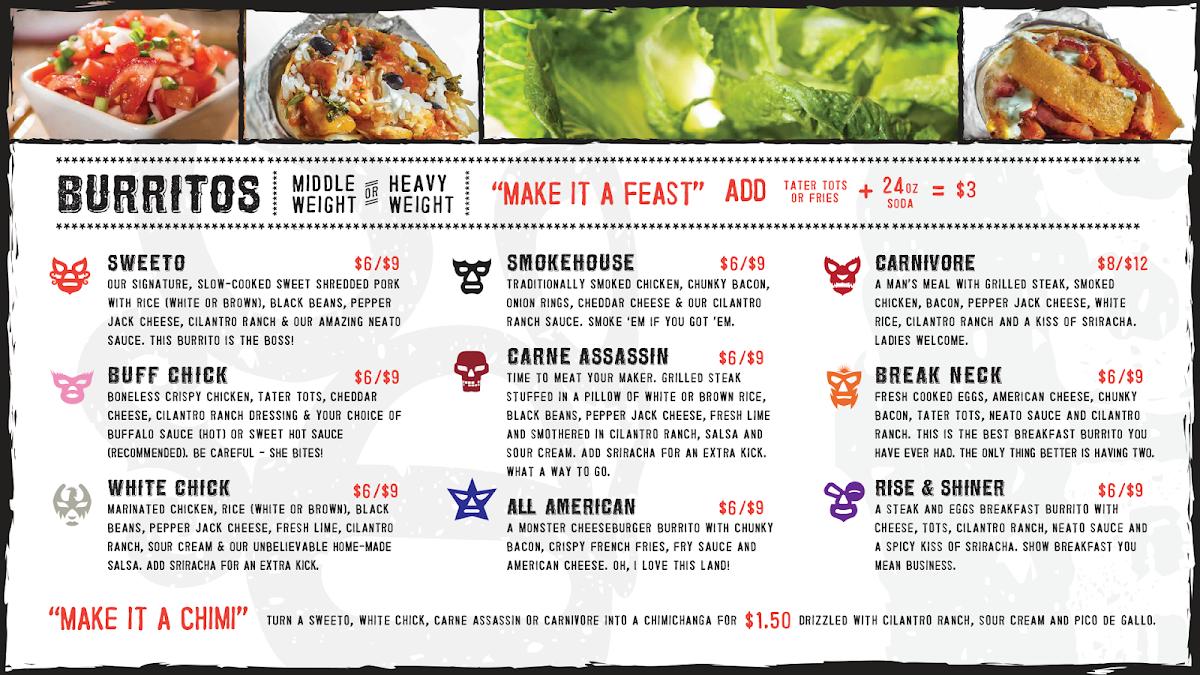 Menu at Sweeto Burrito restaurant, Logan