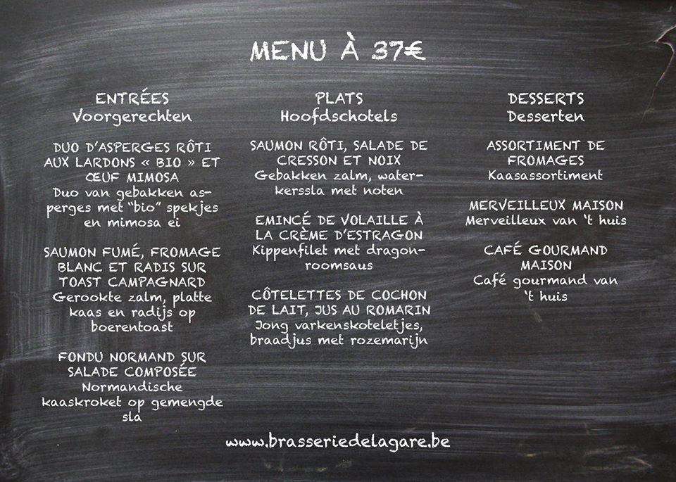 Menu au Brasserie de la Gare, Berchem Saint Agathe, BerchemSainte