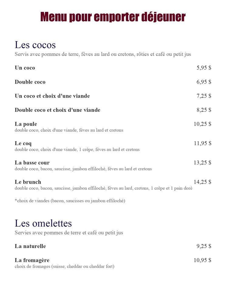 Menu au Restaurant La Basse Cour, Les Coteaux