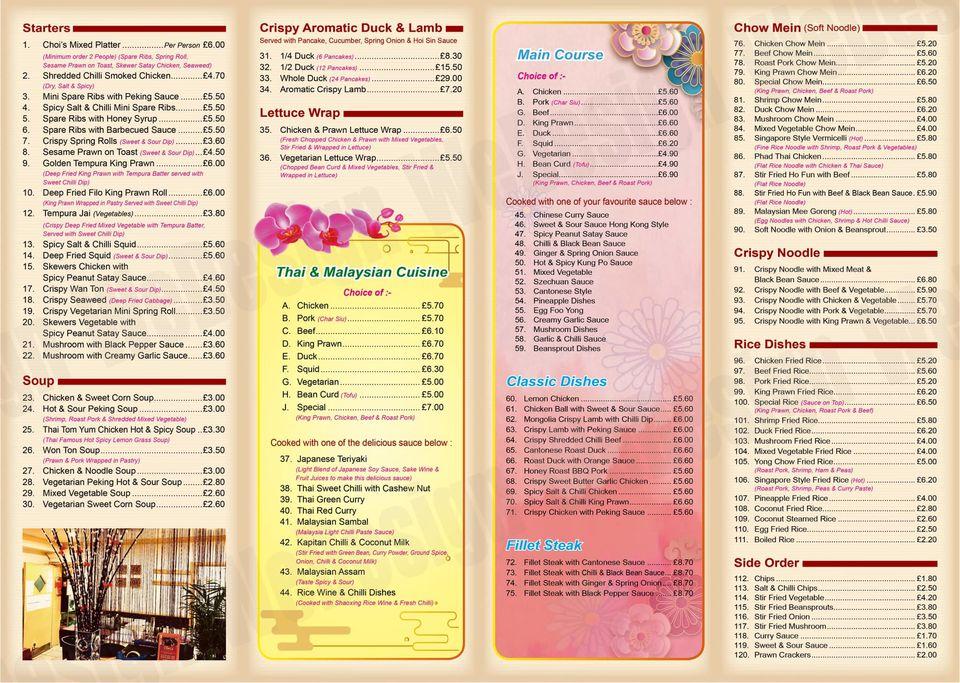 Menu at Choi's Restaurant, Uppingham