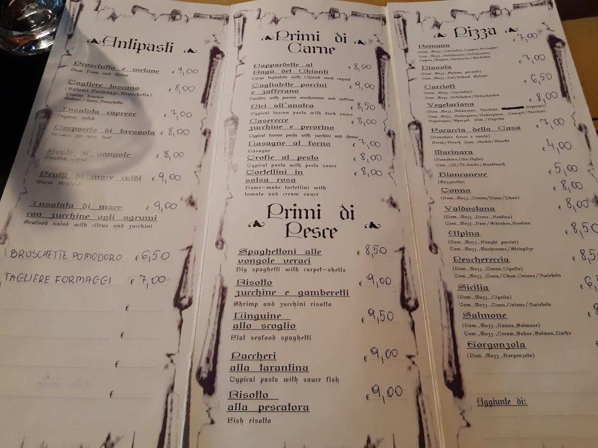 Speisekarte von RistorantePizzeria Isola Verde, Florenz