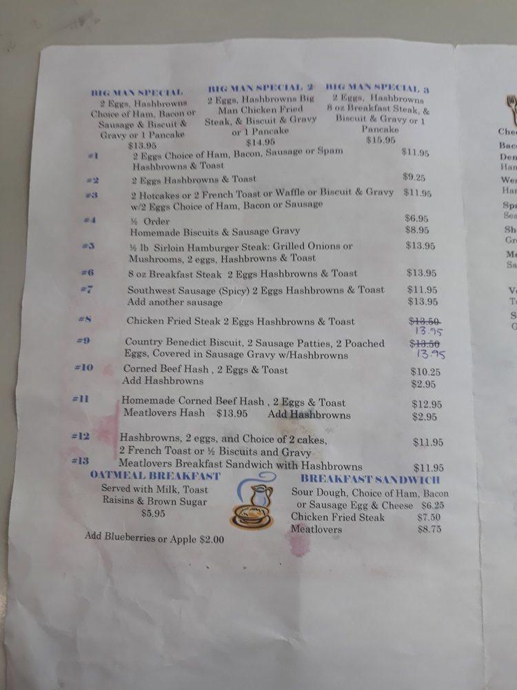 Menu at Stanwood Cafe, Stanwood