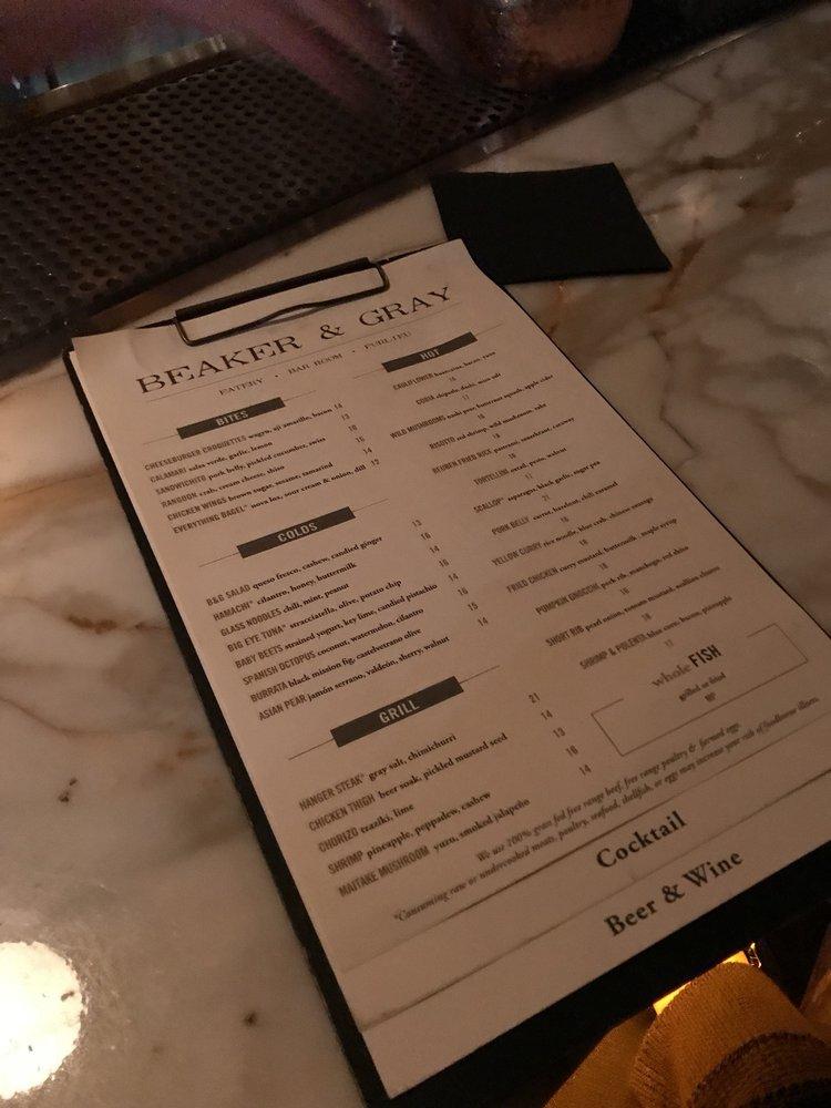 Menu at Beaker & Gray pub & bar, Miami, N Miami Ave