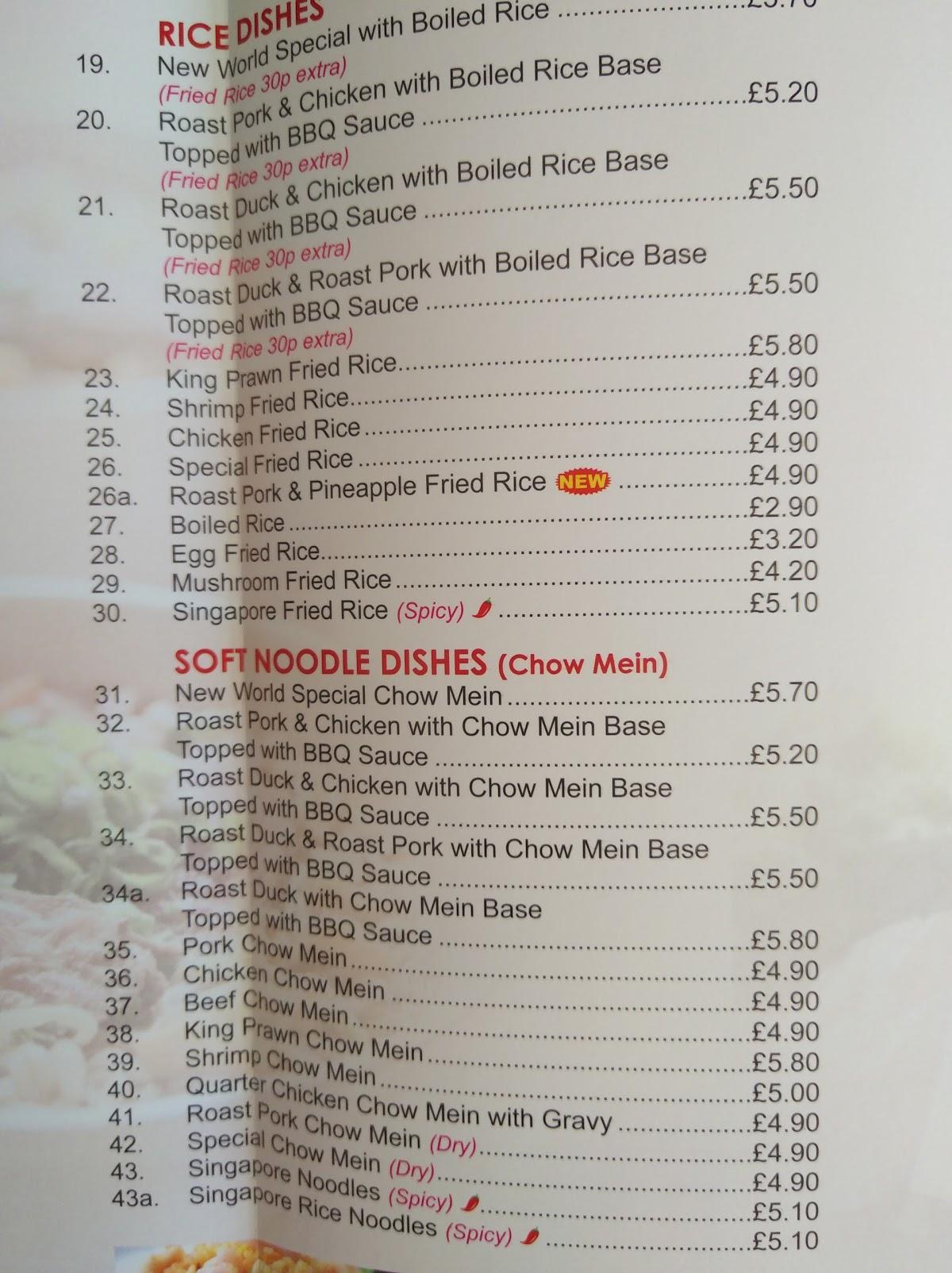 Menu at New World fast food, Norwich, 359-361 Aylsham Rd