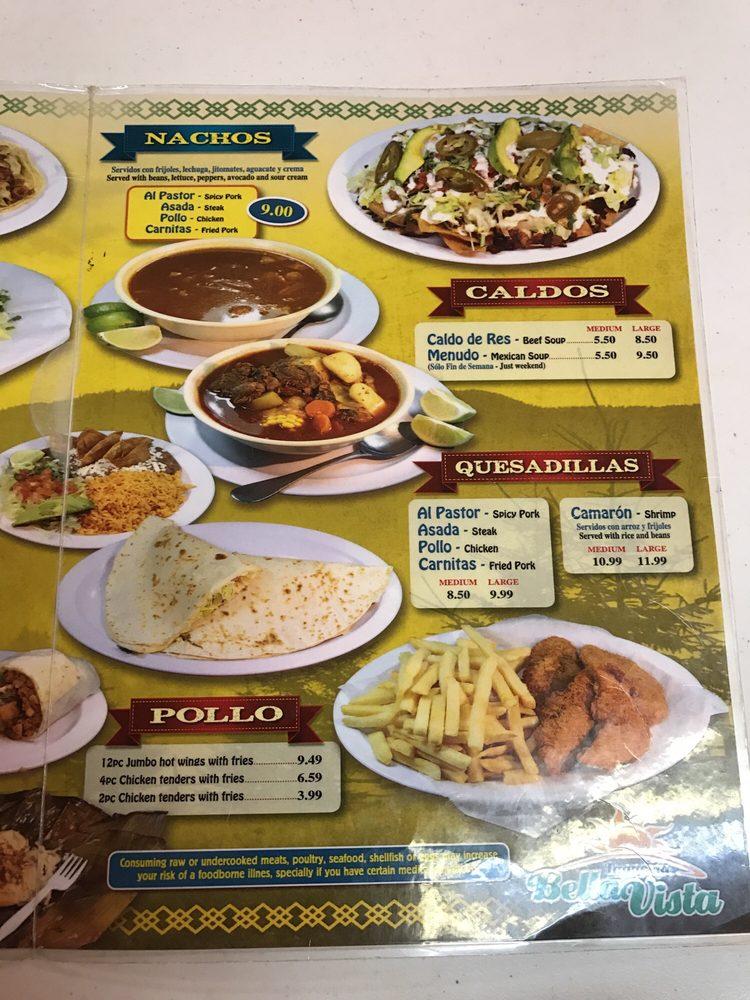 Menu at Bella Vista 2 restaurant, Conyers