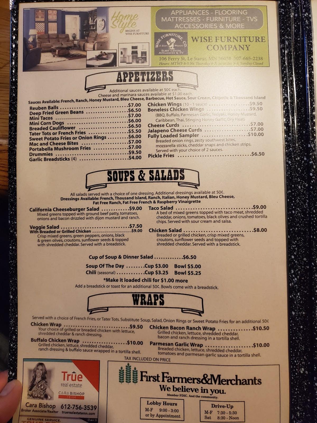 Menu at The Bar & Grill, Le Sueur