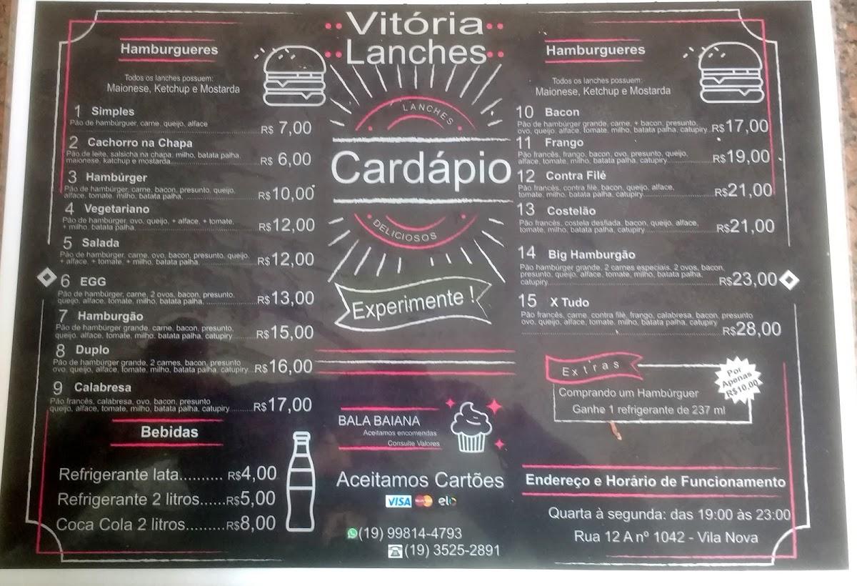Vitória lanches cardápio