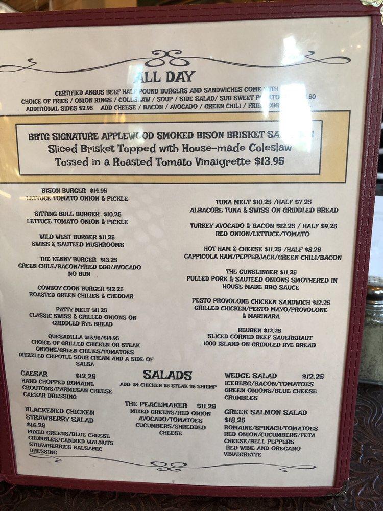 Menu at Buffalo Bill's Tavern & Museum pub & bar, Show Low, 400 N Clark Rd