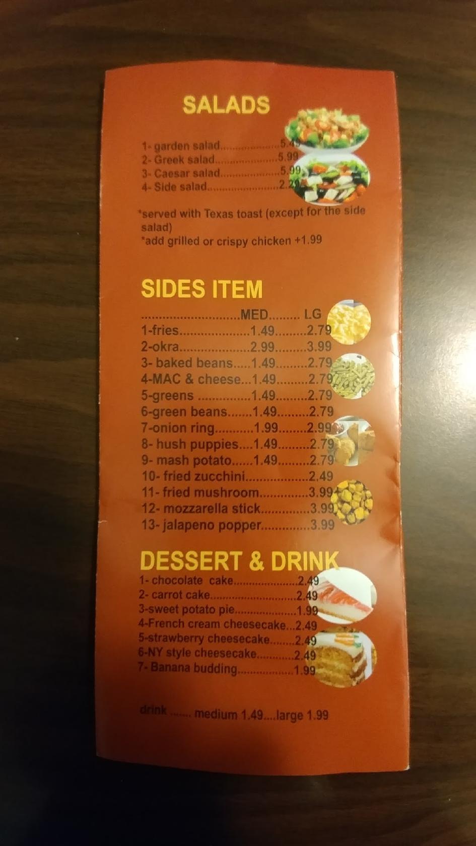 Menu at Captain Jack's fast food, Knoxville, E Magnolia Ave