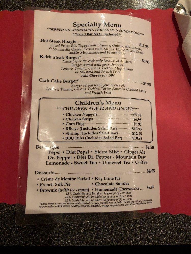 Menu at New London Steak House steakhouse, Forest
