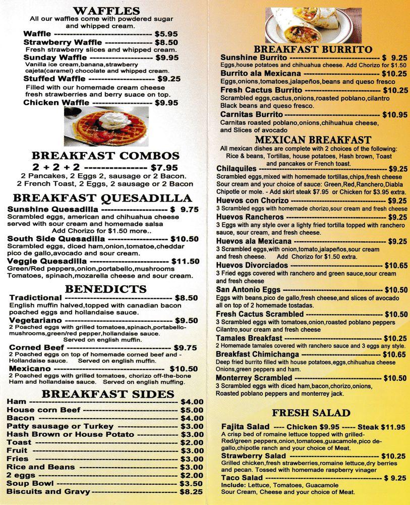 Menu at La Parroquia Mexican Pancake House and Cuisine restaurant, Lake Zurich