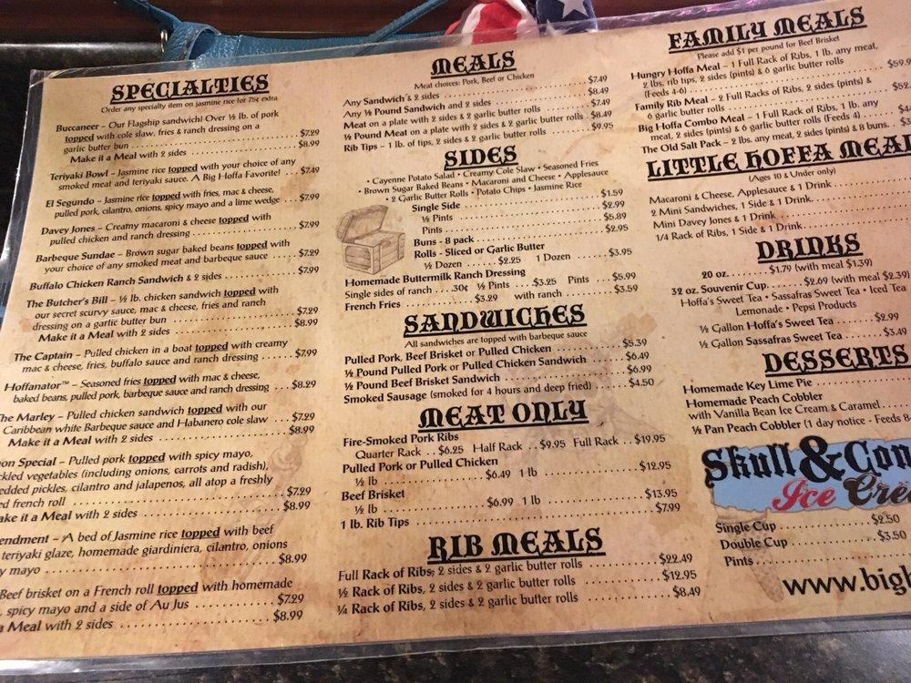 Menu At Big Hoffa's Smokehouse BBQ, Westfield