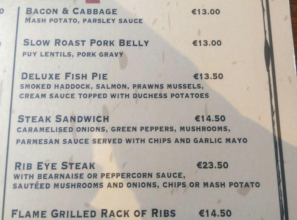 Menu at The Porterhouse Central pub & bar, Dublin