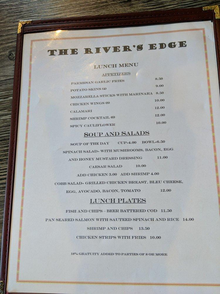 Menu at The River's Edge restaurant, Knights Ferry, Sonora Rd