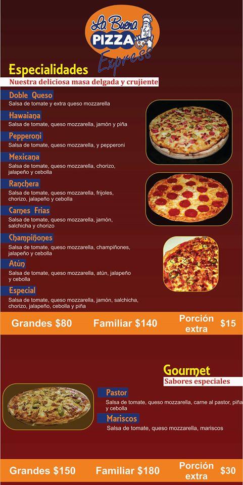 Menu at La Buena Pizza restaurant, Villahermosa, Avenida Profesor Ramón ...